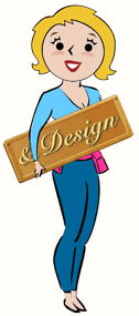 Cartoon girl with Design sign